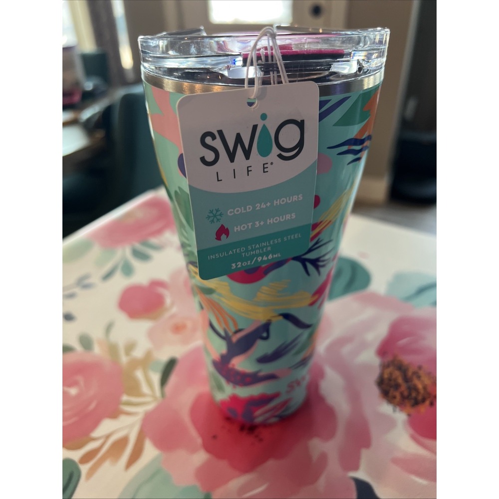 Swig Life 32oz Insulated Tumbler with Lid, Paradise Design